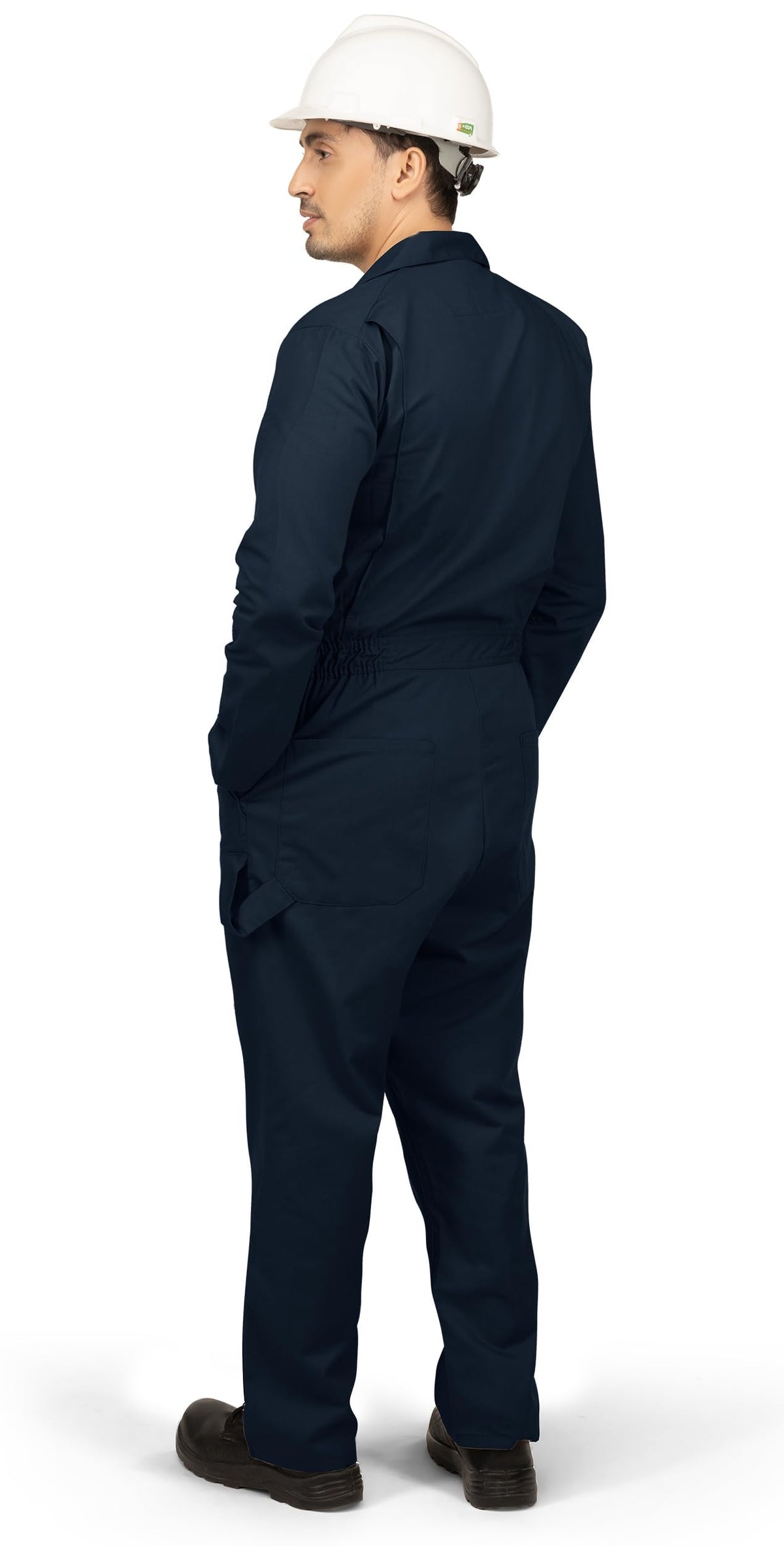 NY Threads Men’s Twill Coverall Relaxed Fit Long Sleeve Utility Work Wear, Medium Tall, Navy