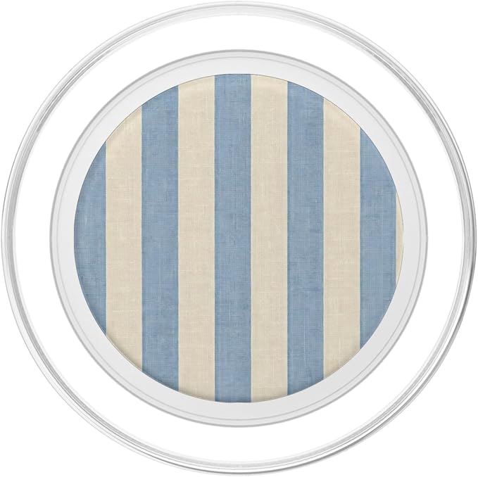 Cream Blue Stripe Pastel Pattern PopSockets PopWallet for MagSafe