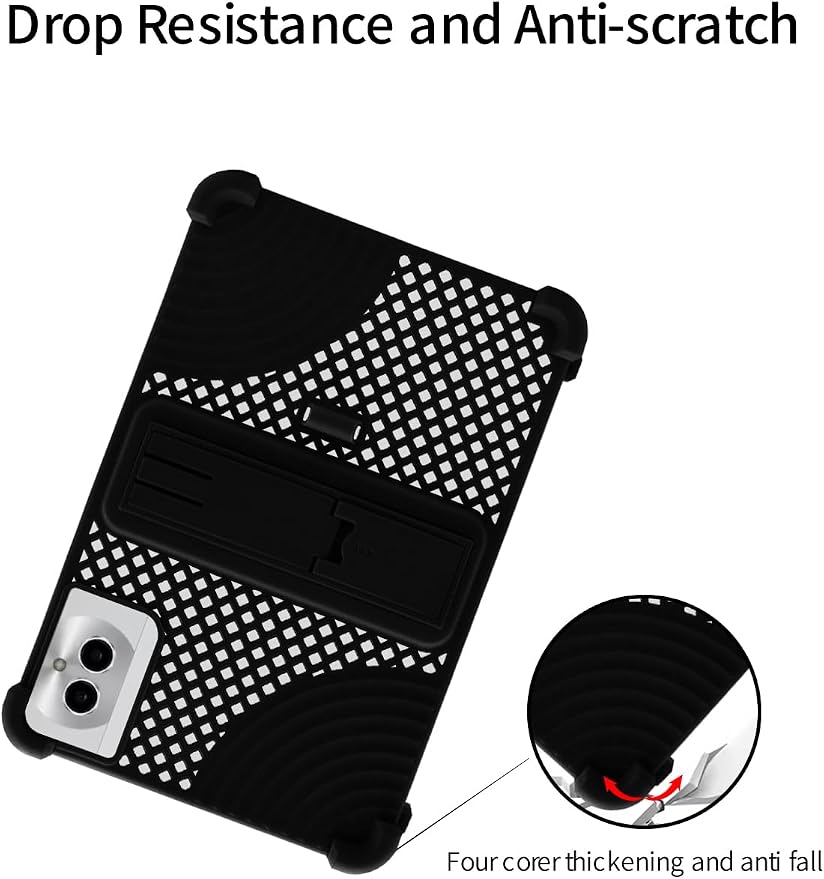 for Boost Celero 5G Tab 11 Inch Android Tablet CaseBOVUGAC Soft Silicone with Capacitive PenHeat Dissipation DesignAdjustable StandShockproofKids Friendly(Black)