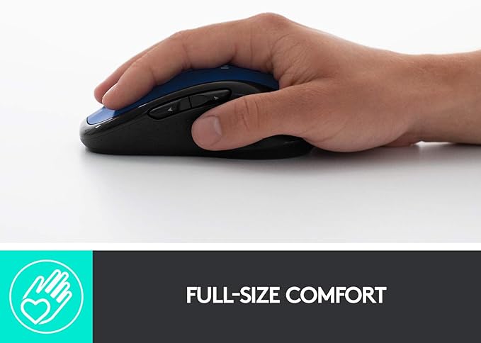Logitech M510 Wireless Computer Mouse – Comfortable Shape with USB Unifying Receiver, with Back/Forward Buttons and Side-to-Side Scrolling, Blue