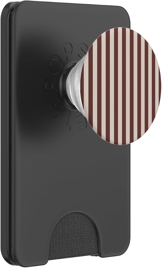 Burgundy and Cream Stripes Pattern Illustration Print PopSockets PopGrip for MagSafe