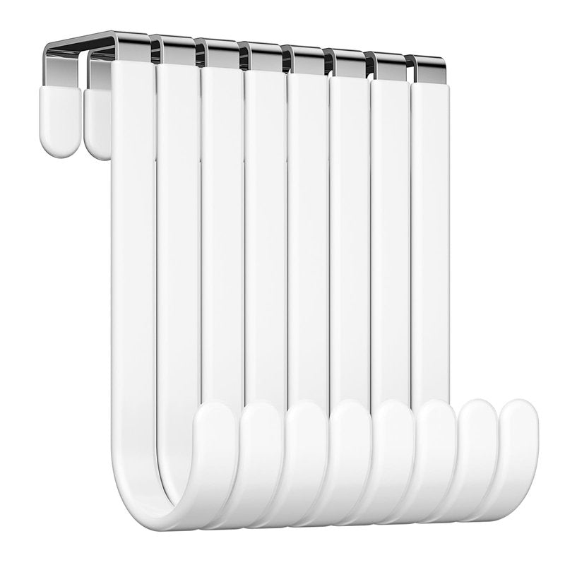 Optish 8 Pack Over The Door Hooks, Door Hanger Hook, Towel Hooks for Hanging, Towel Hanger for Bathroom, Fit 1 3/8" Door White, Dorm Room Essentials