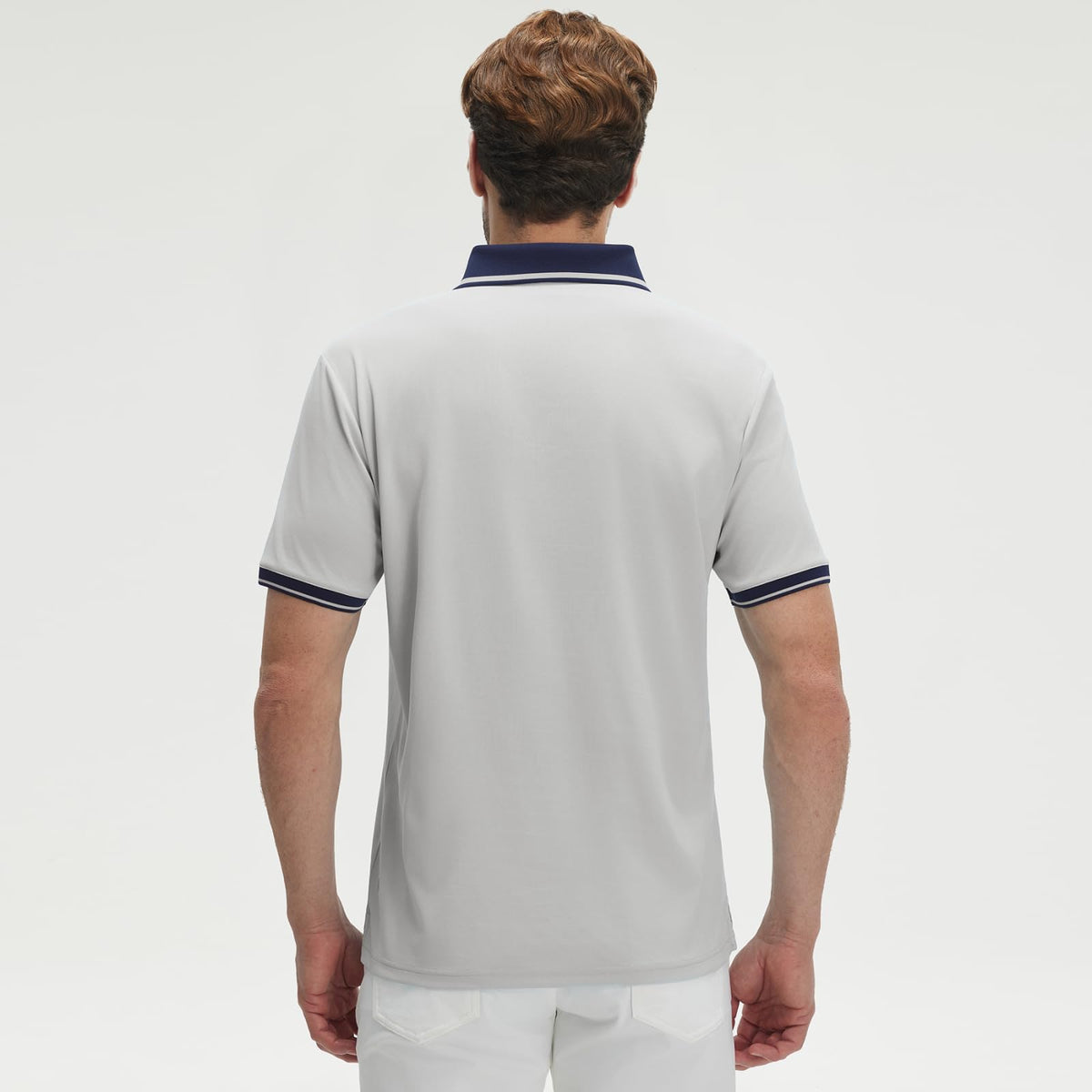 M MAELREG Mens Golf Shirt Quick Dry Lightweight Contrast Collared Stretch Solid Casual Athletic Polo Shirts for Men Khaki Grey