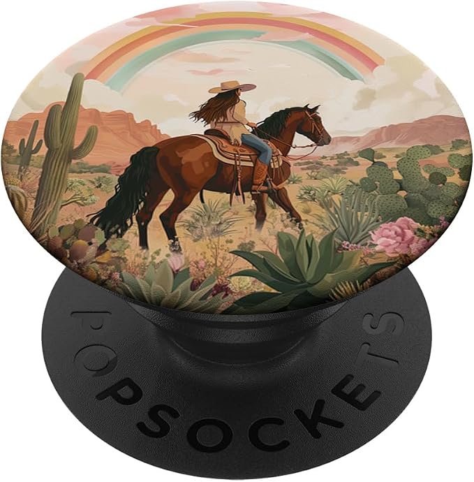 Aesthetic Western Cowgirl Riding Horse Vintage Country Theme PopSockets Adhesive PopGrip
