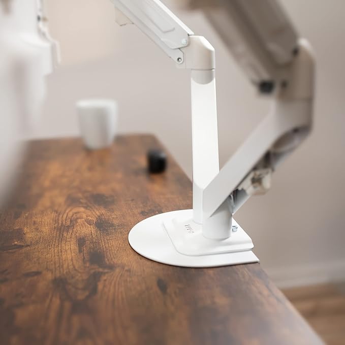 VIVO Steel Reinforcement Bracket Mount Plate for Thin, Glass, and Other Fragile Table Top Surfaces, Compatible with Most Monitor Stand C-Clamp Installations, Anti-Slip No Scratch, White, STAND-AC01RW