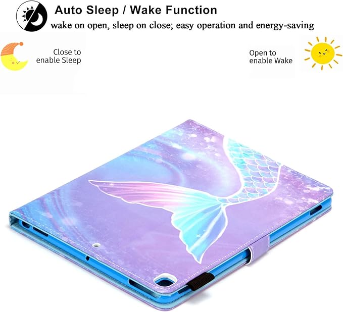 for iPad Air 3 10.5 inch Case 2019 (3rd Generation) &amp iPad Pro 10.5 2017 Cover with Stand/Pencil Holder/Pockets [Auto Sleep/Wake] Magnetic Smart PU Leather Cover Pink Mermaid Tail Scale