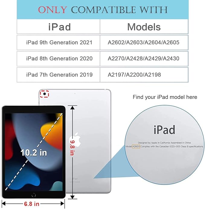 Compatible for iPad 9th 8th 7th Generation Case 10.2 inchAdjustable Stand with Auto Wake/Sleep Protect CaseMoon and Sun