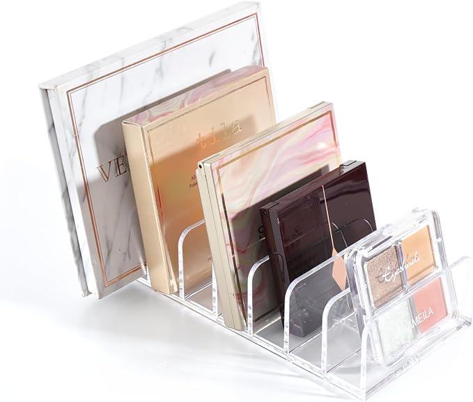 Makeup Organizer, Makeup Palette Organizer for Bathroom Countertop, Vanity, Cabinets, Cosmetics Storage Solution for Eyeshadow Palette, Contour Kit, Blush - 7 Sections Eyeshadow Palettes Holder