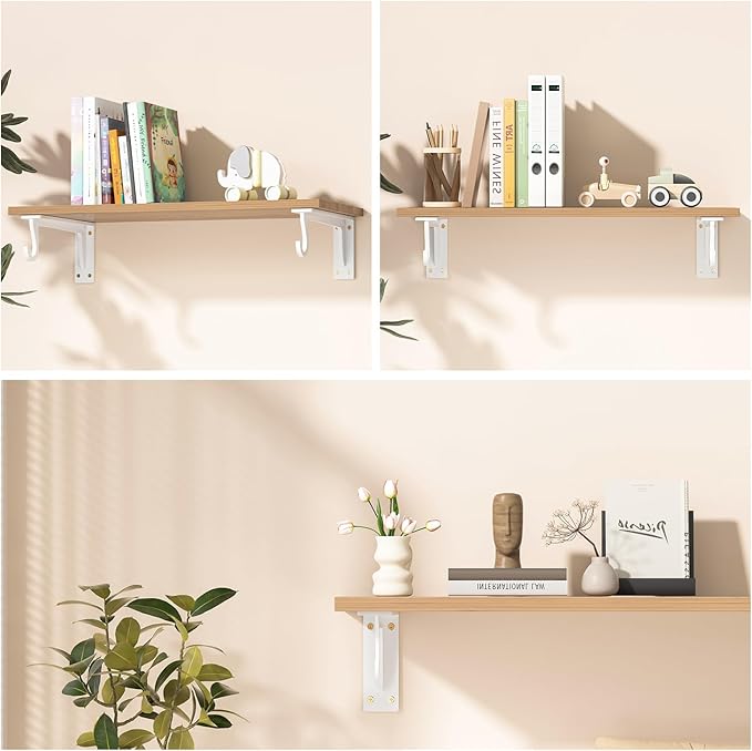 Closet Rod Support Bracket 12 inch WYGWP Heavy Duty Closet Shelves Brackets with Rod Shelving Supports 400lbs, Wall Mounted Shelf and Rod Holder for Armoire Wardrobe and Walk-in Closet Decor