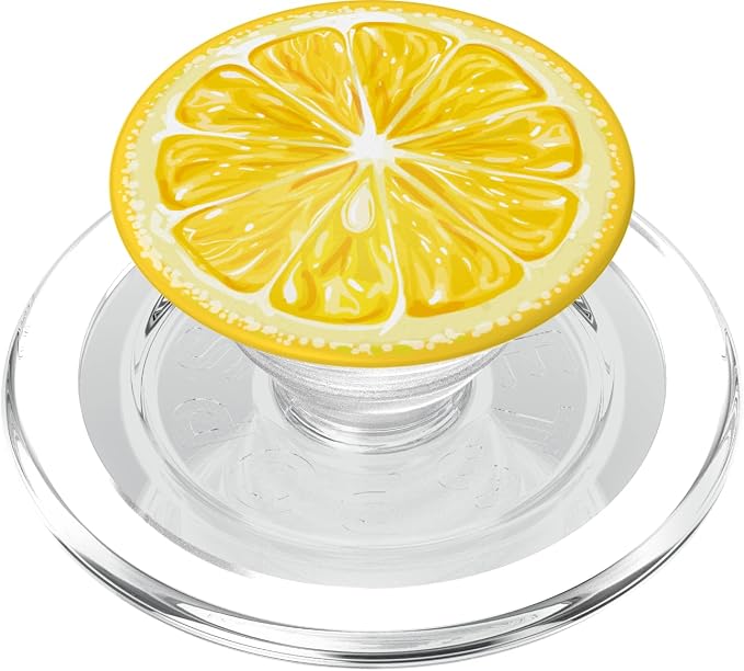 Yellow Lemon Pattern Slice for Boys Girls Lemon Print Black PopSockets Adhesive PopGrip