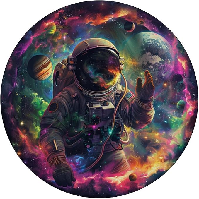 Space Astronaut And The Planets On Black PopSockets PopGrip for MagSafe