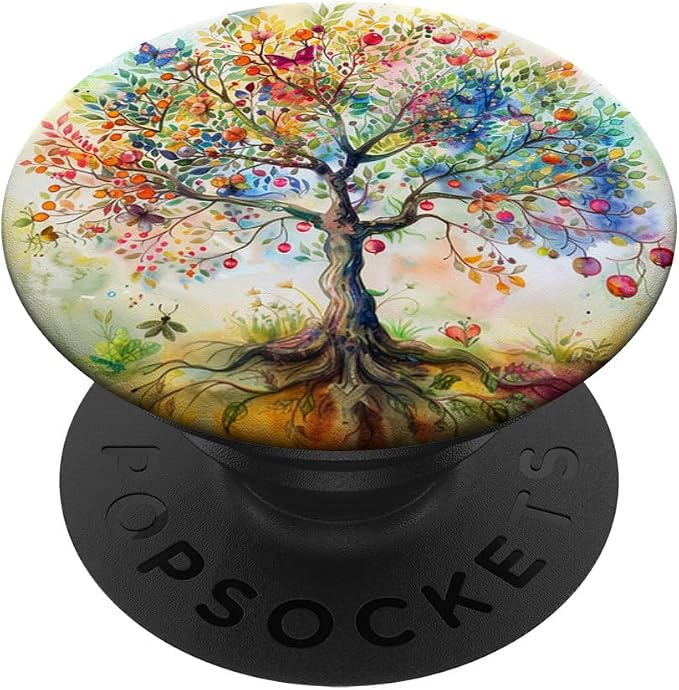 Aesthetic Tree Of Life Colorful Watercolor Artwork PopSockets Standard PopGrip