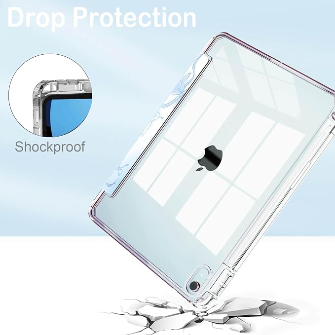 Feams Case for iPad Air 11-inch M4 2026 / M3 2025 / M2 2024 iPad Air 5th/4th Generation 2022/2020 10.9 Inch Y-Fold Standing Case Clear Back with Portrait Stand &amp Pencil Holder Beige Checkered