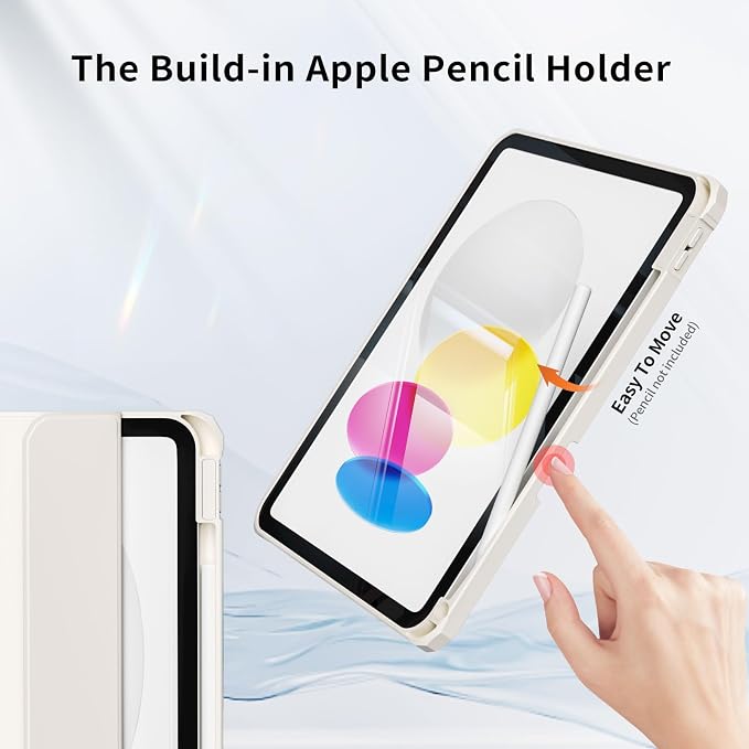 Detachable Case for iPad A16 11th Gen 11/10th Gen 10.9 Black | Slim Transparent Shell Back Soft Shockproof TPU Frame Without Pencil Holder Auto Sleep/Wake