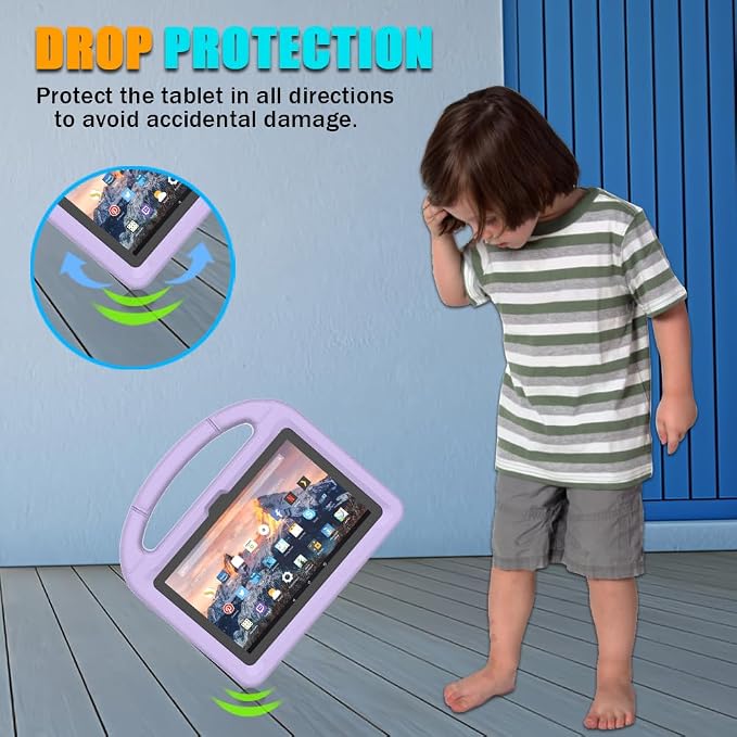 Kids Case for New Tab 7-inch 2024 Lightweight Shockproof Kid-Proof Cover with Stand Cover - Black