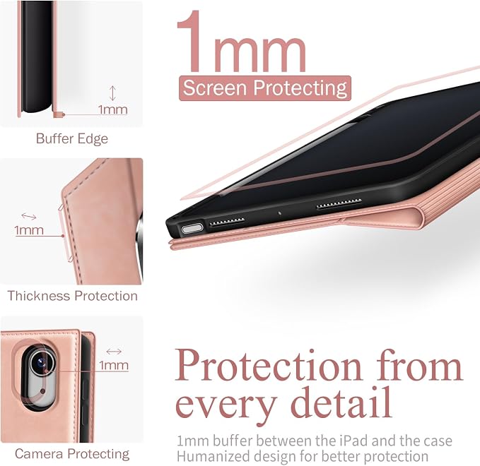 Antbox Case for iPad Air 11-inch M4/M3/M2 (2026/2025/2024) iPad Air 5th/4th Generation 10.9'' Vegan Leather with Pencil Holder Typing Angle Auto Sleep/Wake Muti-Stand