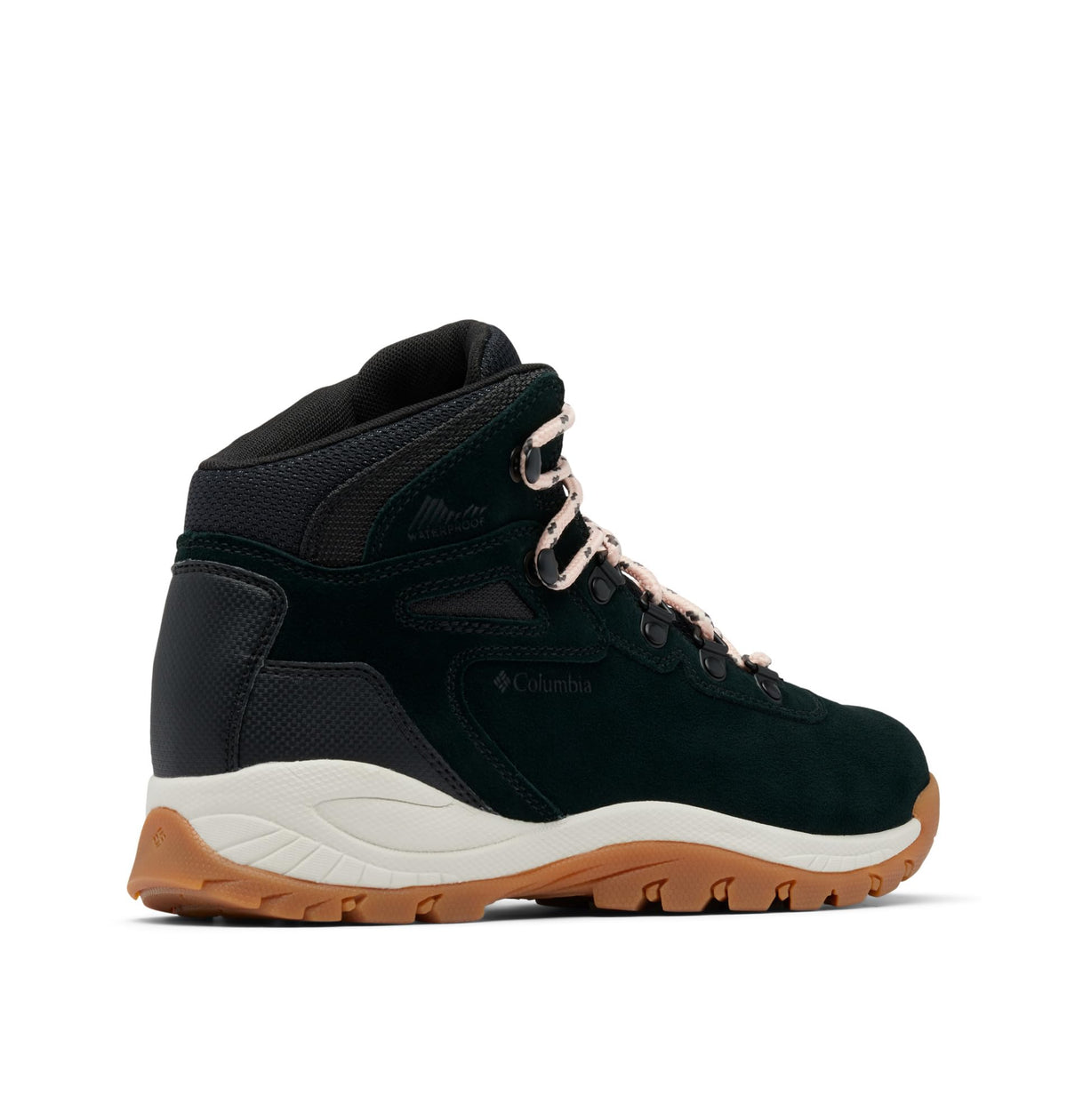Columbia Womens Newton Ridge Plus Waterproof Amped, Black/Blush Rose, 6.5 Wide