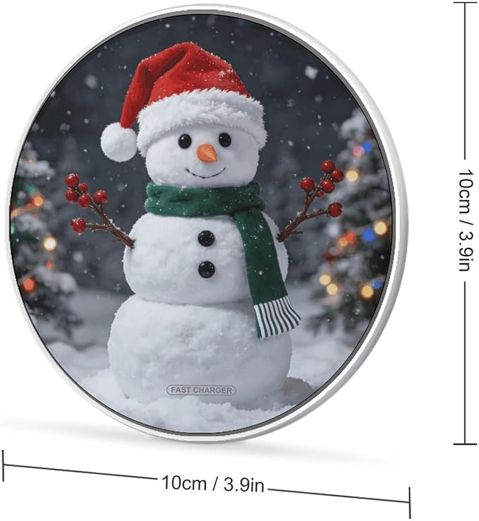 Red Santa Snowman Wireless Charger Fast Charging Pad | Anti-Slip Qi Certified Wireless Charging Pad for All Phones with Wireless Charging Function for Home Office Travel