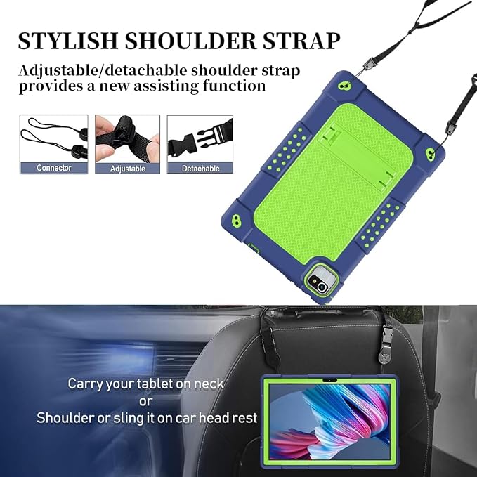 Compatible with aiprotablet C20e / MB1001 10 Inch/ZZB 10 Inch Tablet Case Kids Friendly Shockproof Shoulder Strap Shell for CZZ/Okaysea 10.1/HAPPYBE/ANYLAKE/Velorim Tablet (Black/Black)