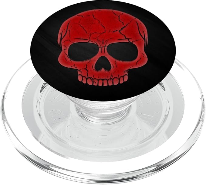 Red Skull face On Black PopSockets Adhesive PopGrip