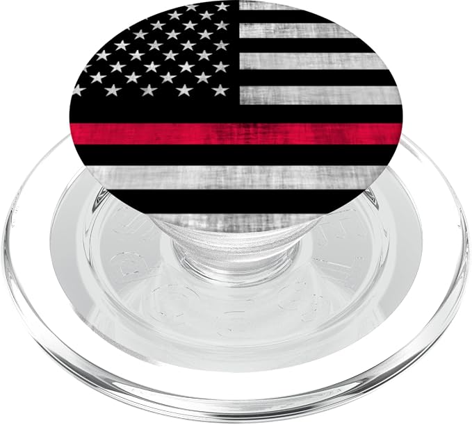 4th Of July Patriotic USA Flag Thin Red Line Firefighter PopSockets Adhesive PopGrip