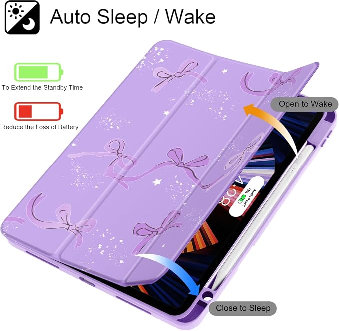 Tuiklol for iPad Pro 11 Inch 4th / 3rd / 2nd / 1st Gen (2022 2021 2020 2018) Case -Built-in Pencil Holder Shockproof Cover Clear Transparent Back Shell with Auto Wake/Sleep Black Flower