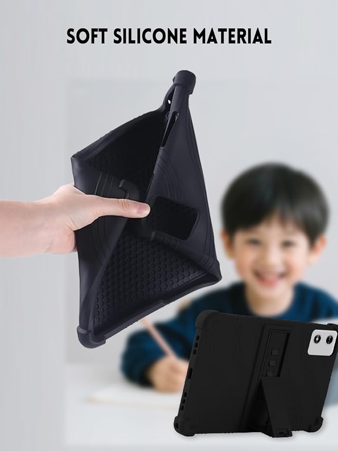 10 Case for SVITOO Tab 10/P10/PL001 Android 15 Tablet (Black) | Soft Silicone Kids Friendly Protective Cover with Adjustable Stand Drop-Proof