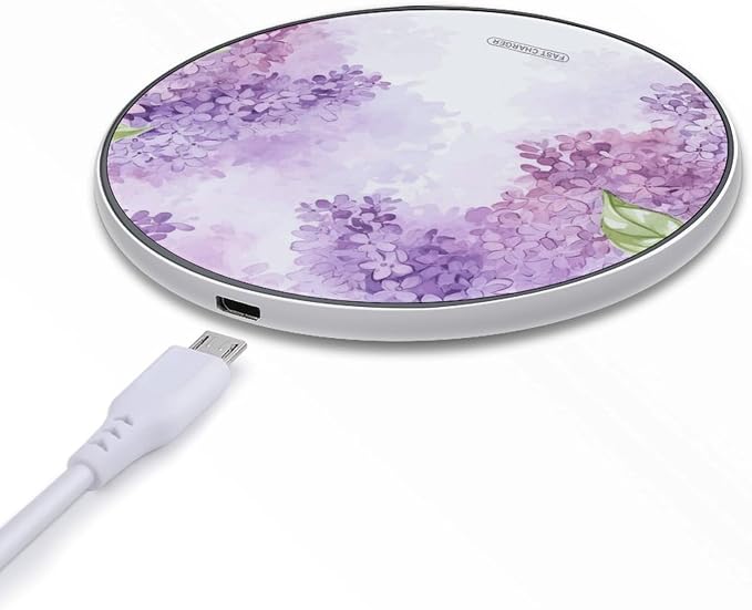 Framing Lilac Flowers in Blossom Wireless Charger 10W Qi-Certified Fast Wireless Charging Pad with USB Cable &amp LED Indicator Fashion Charger Mat Portable Charging Station for All Qi-Enabled Phone