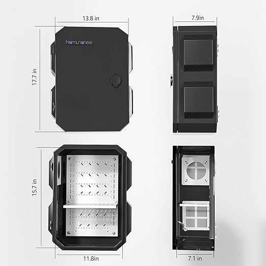 Outdoor Electrical Box, Cold-Rolled Steel Plate, Aluminum Alloy Back Beam, One-Piece Ventilation Design, IP65 Waterproof, Wall/Pole Mounted (15.7" x 12" x 8")