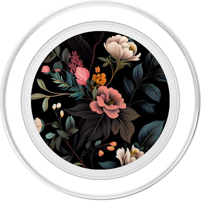 Floral Botanical Pattern Black PopSockets Adhesive PopGrip