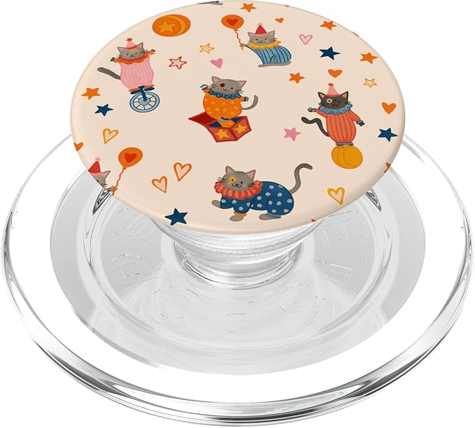 Cute Circus Cat Colorful Clown Kitten Pattern Aesthetic PopSockets PopGrip for MagSafe