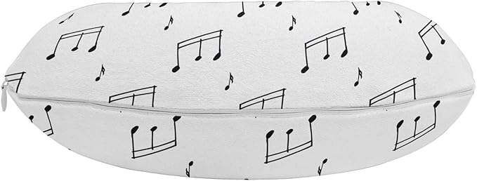 Ambesonne Music Travel Pillow Neck Rest, Musical Notes Theme Melody Sonata Singing Song Clef Tunes Hand Drawn Style Pattern, Memory Foam Traveling Accessory for Airplane and Car, 12", White