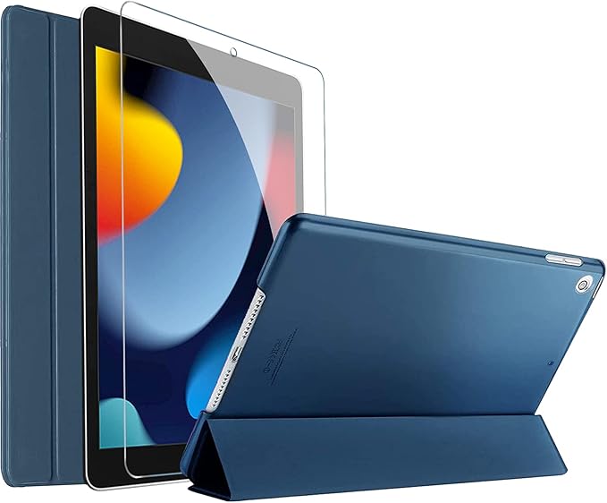 ProCase iPad 10.2 Case 2021 9th Gen/ 2020 8th Gen/ 2019 7th Gen Case with Tempered Glass Screen Protector Slim Stand Hard Shell Protective Smart Cover for 10.2” iPad 9th/8th/7th Generation -Black