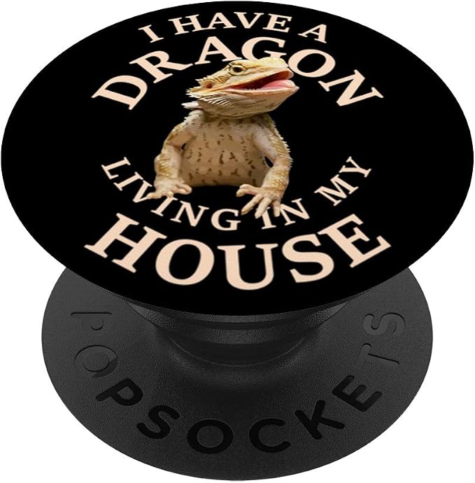 Bearded Dragon Dragon Pogona Barbata Lizard on Black PopSockets Swappable PopGrip