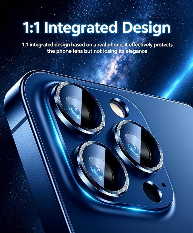 [2 Pack] Compatible for iPhone 13 Pro/iPhone 13 Pro Max Camera Lens Protector Metal Plus Tempered Glass Camera Cover Oneness Design Ultra Clear Anti-Explosion Black+Black