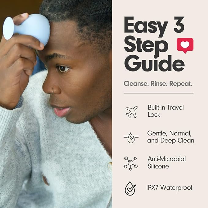 Sxnse Palm Silicone Face Scrubber – Compact Electric Facial Cleansing Brush for Acne, Pores & Makeup – Waterproof Face Exfoliator with 3 Speeds – Rechargeable Skincare Tool for Sensitive Skin (Forest)