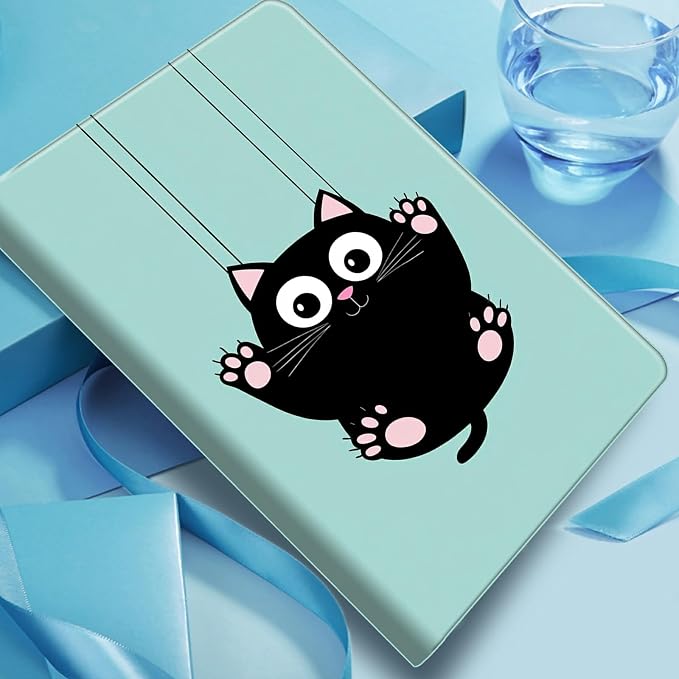 Case for Fire 7 2019/2017/2015Black Cat Purple Roses | DIGTIALL Slim Cover for Fire 7 Tablet 9th/7th/5th Gen 7.0 Folding Stand Protective Case Auto Sleep/Wake Smart Shell