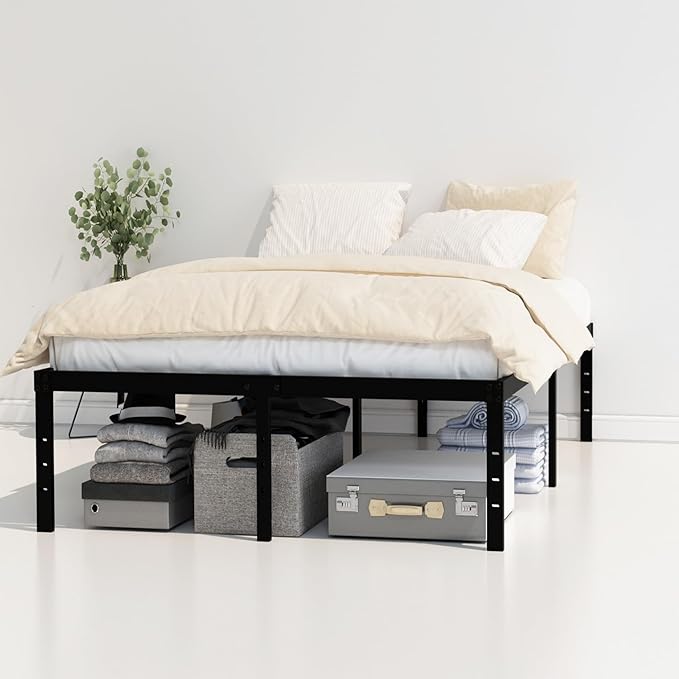 Full Size Bed Frame No Box Spring Needed, 20 Inch Heavy Duty Metal Platform Bed Frame Full Support Up to 3000 lbs, Easy Assembly, Noise Free, Black