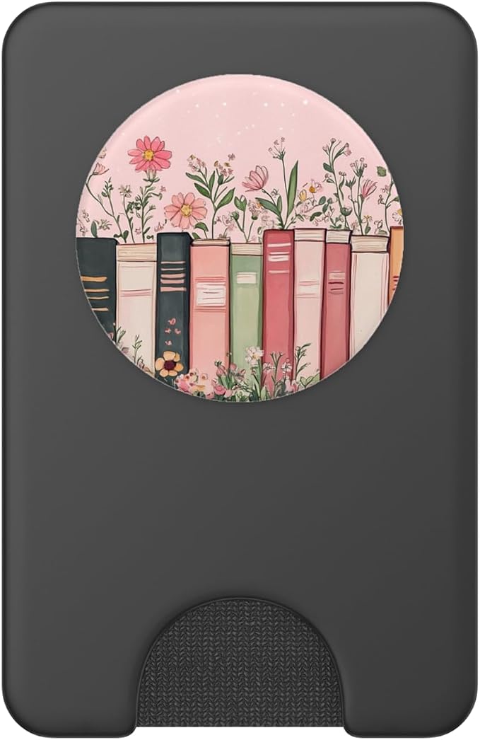Pink Book Theme Floral Girly Book Lover Flowers PopSockets PopWallet for MagSafe