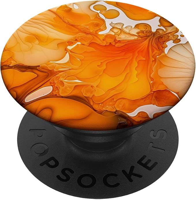Ink Orange Abstract Illustration Phone Popper Marbled PopSockets Adhesive PopGrip