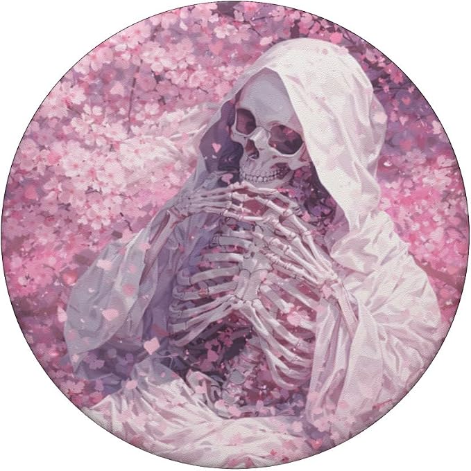 Pink Gothic Skeleton Floral Illustration Print PopSockets PopWallet for MagSafe