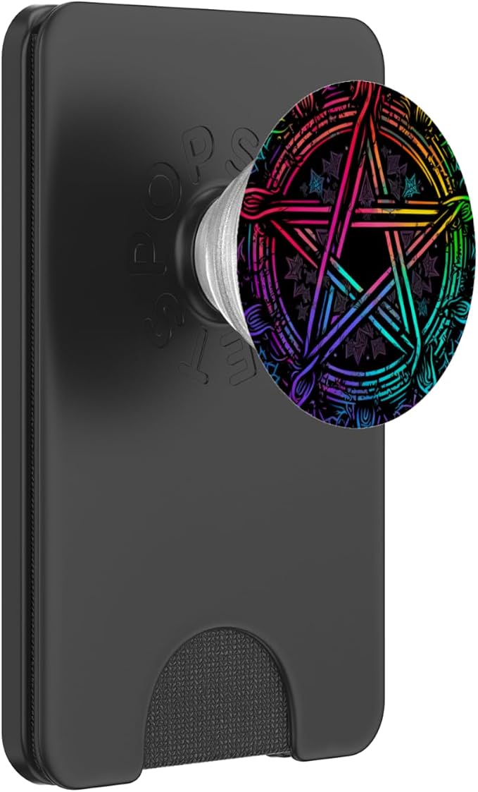 LGBTQ Gay Wiccan Rainbow Pentagram PopSockets Adhesive PopGrip