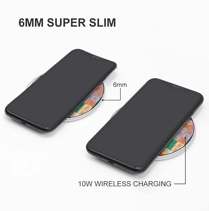 Periodic Table of Elements Wireless Charger Portable 10W Fast Wireless Charging Pad Compatible with Phone Ultra-Thin Charging Station Lightweight Charger Mat for Travel Home Office Desk