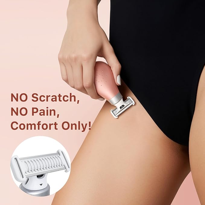 Trimcoo 2026 New Bikini Trimmer for Women - Small But Powerful Electric Razors, Intimate Pubic Hair/Lady Facial Painless Removal, USB-C Cordless Body Shaver for Trip, Replaceable Wet/Dry Blade, Gold