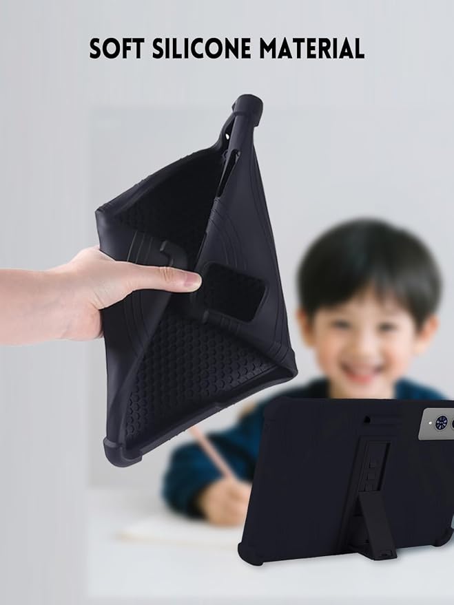Case for TECLAST T65 Tablet 13.4 Inch (Black) | Soft Silicone Kids Friendly Protective Cover with Adjustable Stand and Pen Holder Drop-Proof