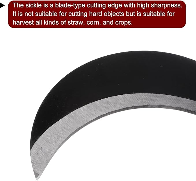 HARFINGTON 7 Inch Brush Clearing Sickle Black Oxide Forged Carbon Steel Blade, Billhook Machete Knife for Gardening, Camping, Land Management, Outdoor
