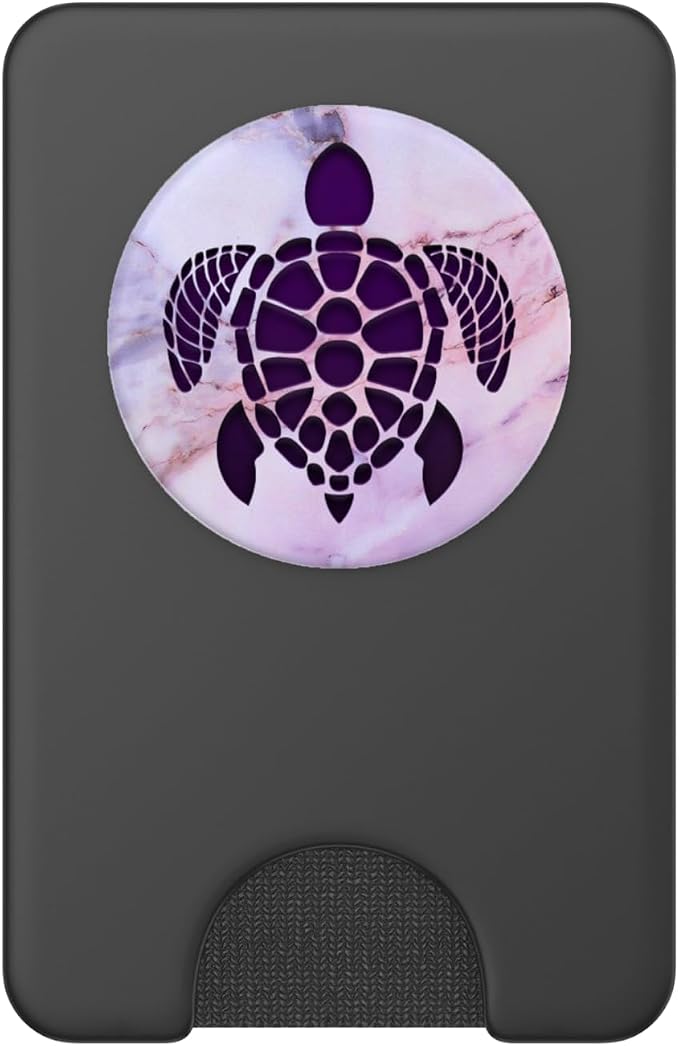 Purple Turtle Phone Grip on Pink Blue Gray Look PopSockets Adhesive PopGrip