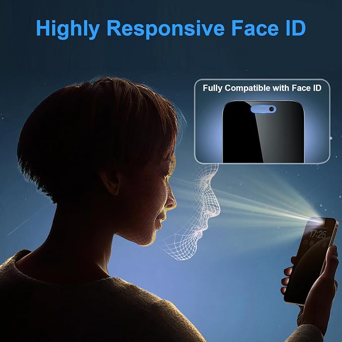 OneFish Screen Protector for iPhone 13 Pro Max / 14 Plus Privacy 4-Way 360° Anti-Spy Tempered Glass 9H Hardness HD Clear Anti-Fingerprint 3D Curved Edges Case-Friendly &amp Easy Installation