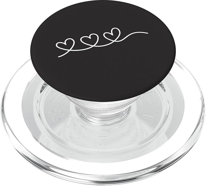Three White Hearts Love Black PopSockets Adhesive PopGrip