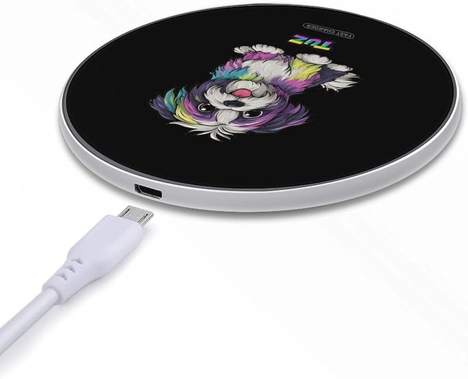 Colorful Shih Tzu Wireless Charger SlimWireless Charging Pad Anti-Slip Charger Mat for Men Women